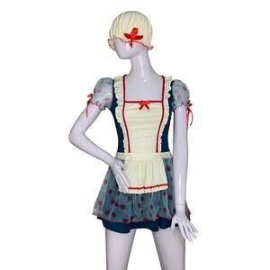 Ragdoll Cottagecore Cosplay Costume Size S attached Apron Blue, White an…